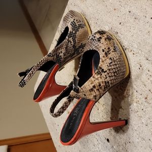 Rock and Republic summer heels. Size 8.  Open toe. Strap back.